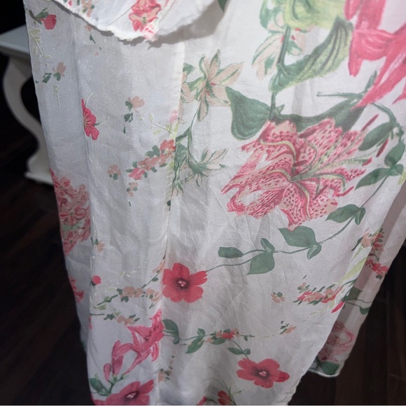 Luisa Ricci Italy 100% Silk Ivory Floral Sheer Off Shoulder Blouse Top S - Picture 8 of 12